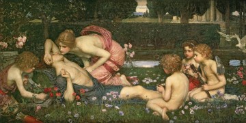 greek Painting - The Awakening of Adonis Greek female John William Waterhouse
